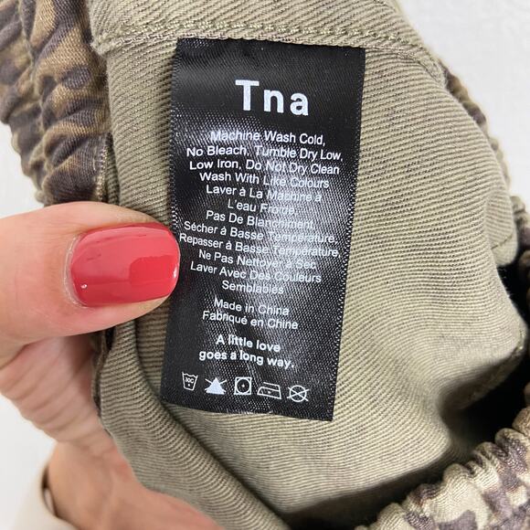 Aritzia Tna Alix Pants Size XXS Leopard Print Joggers Brown Cotton Zip‎ Pockets - Picture 7 of 9